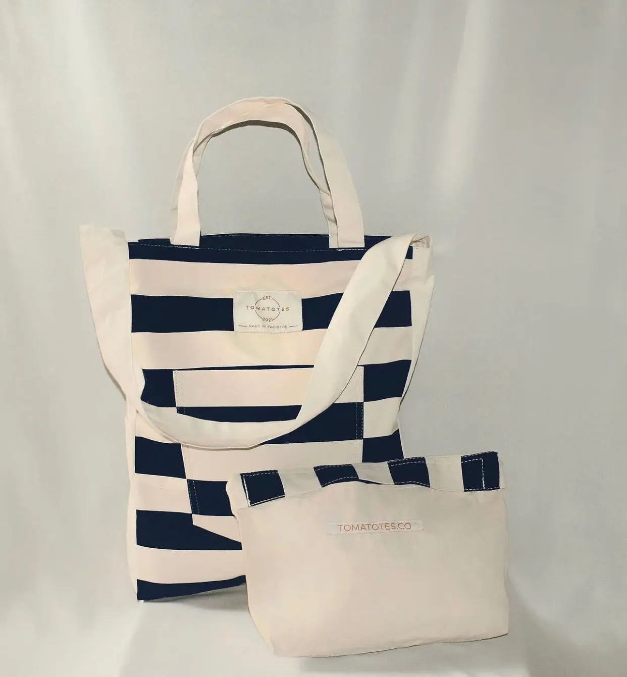 Blue Striped Canvas Tote tomatotes.co