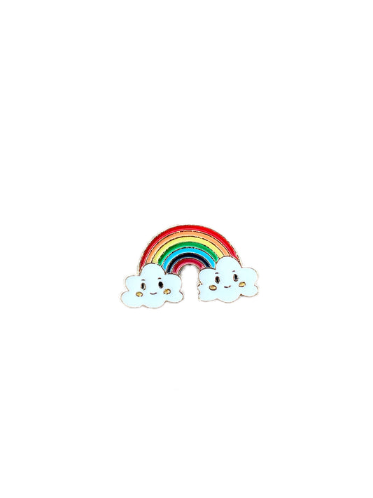 Rainbow w Happy Clouds Enamel Pin