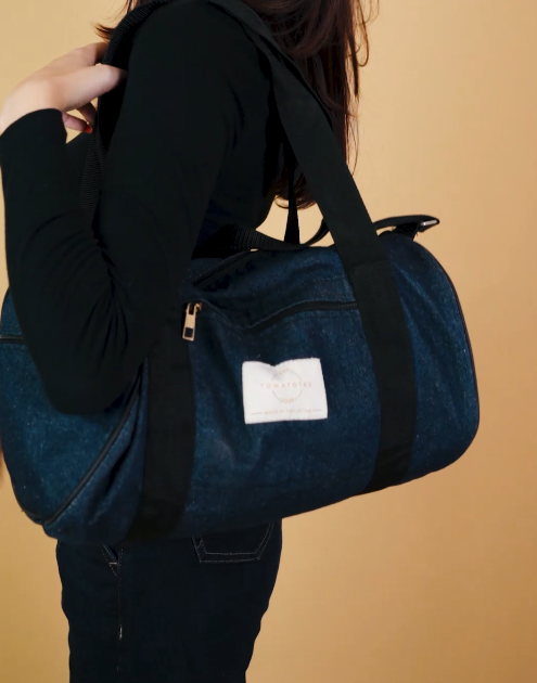 Blue Denim Duffle Bag