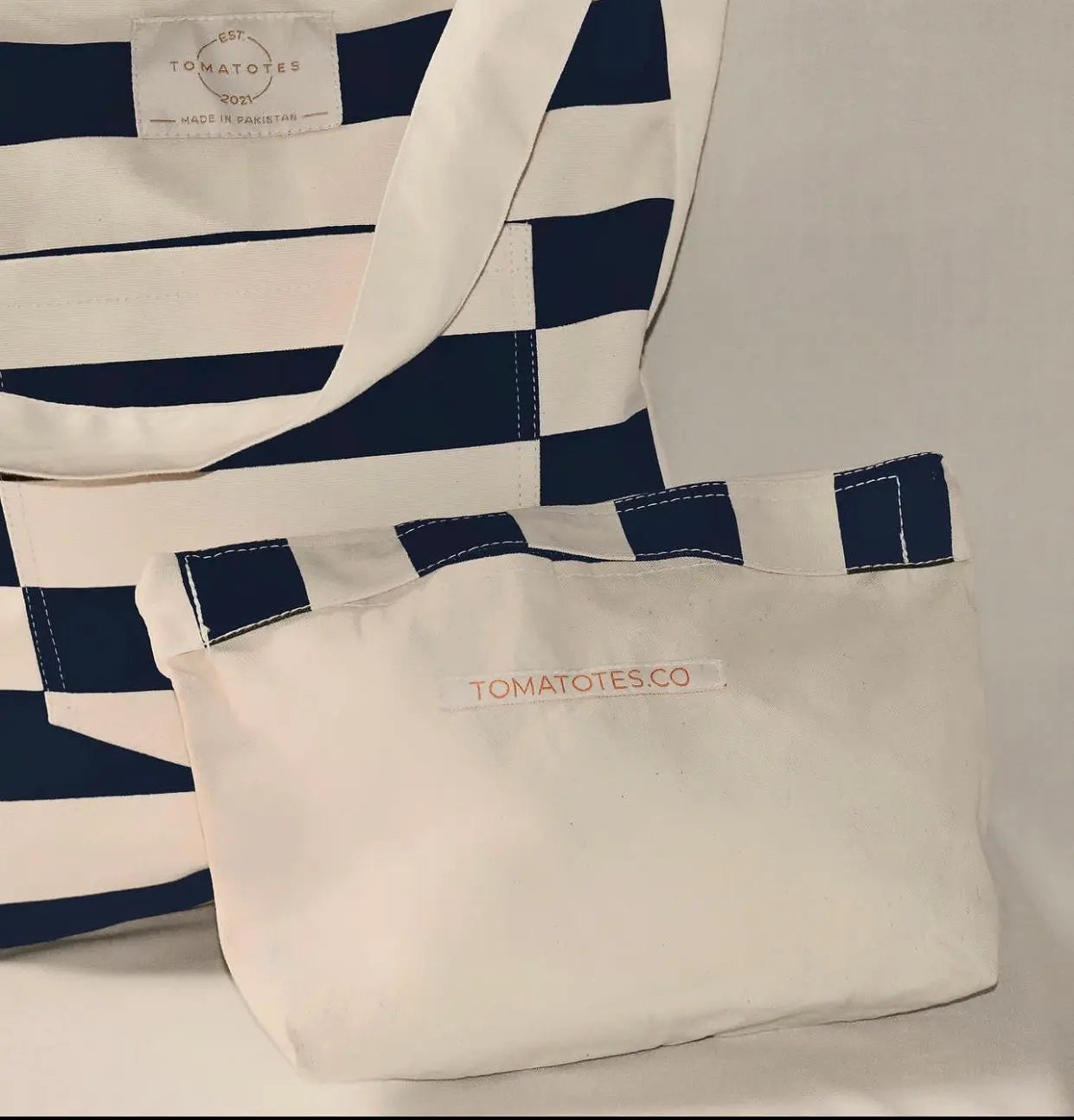 Blue Striped Canvas Tote tomatotes.co