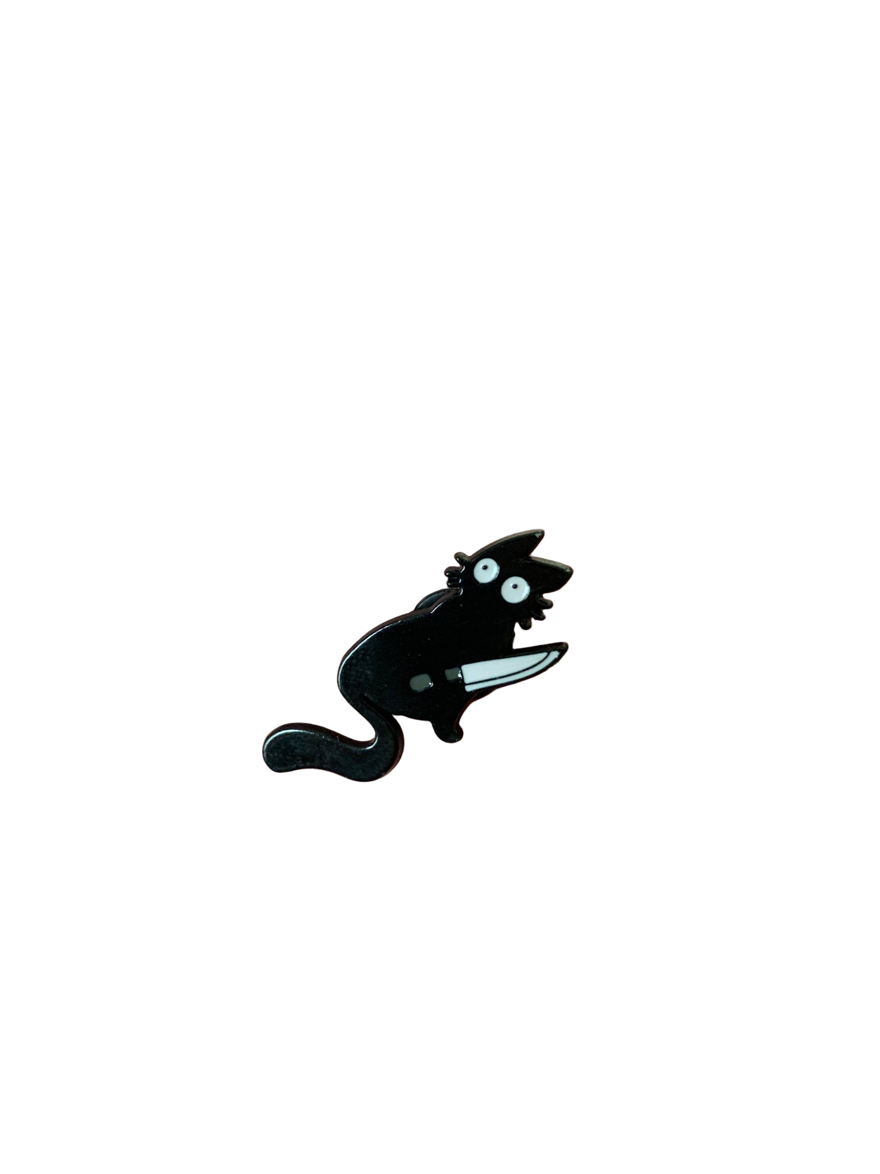 Cat with a Knife Enamel Pin