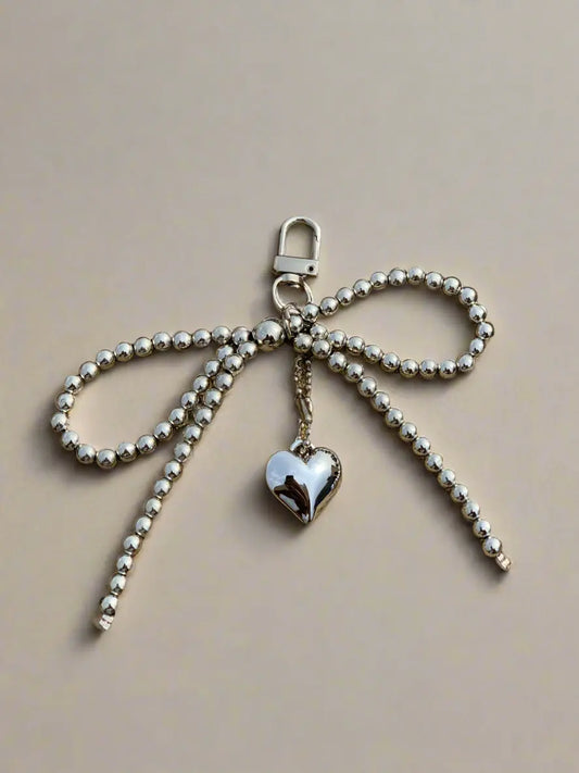 Beaded Bow Heart Charm - Image #1