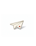 Paper Plane w Heart Enamel Pin
