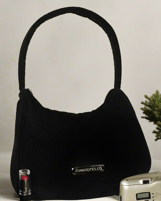 Black Corduroy Shoulder Bag