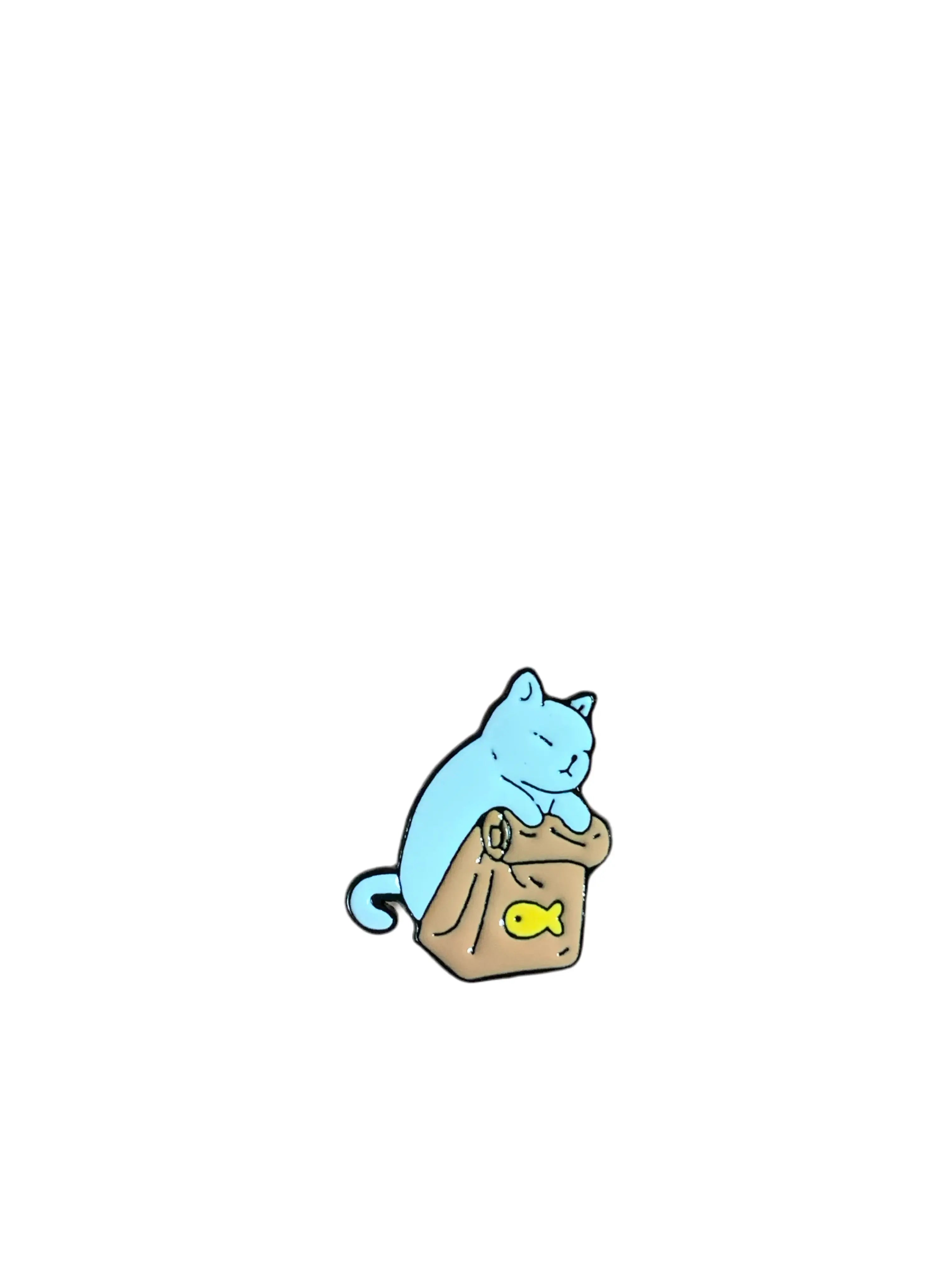 Cat w it’s Food Enamel Pin - Image #1