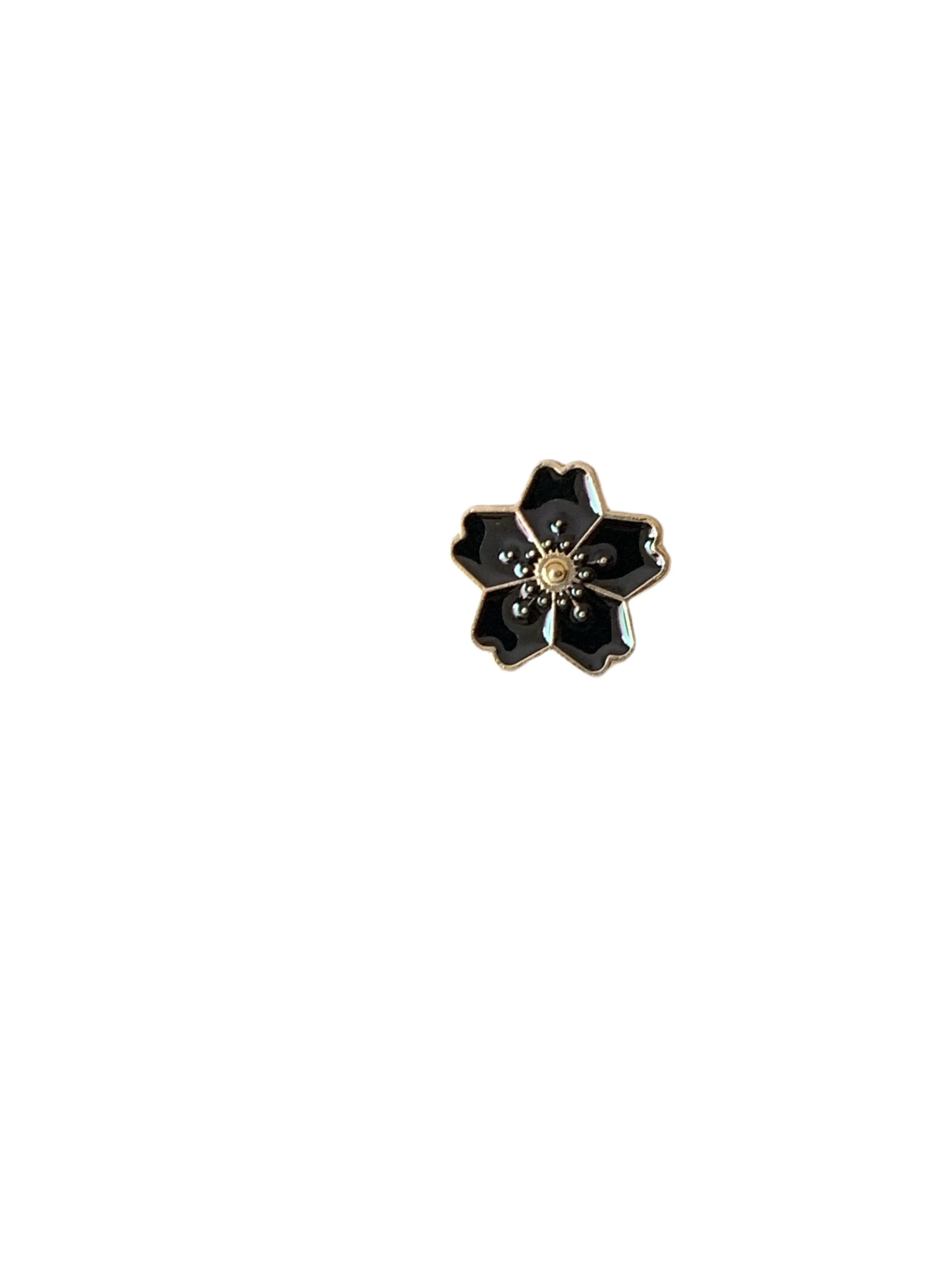 Black Flower Enamel Pin - Image #1