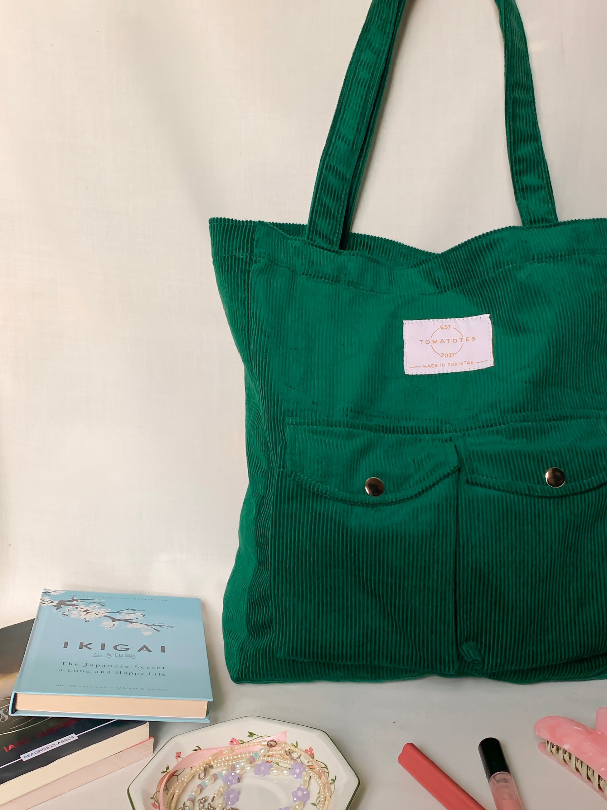 Emerald | Corduroy Tote tomatotes.co