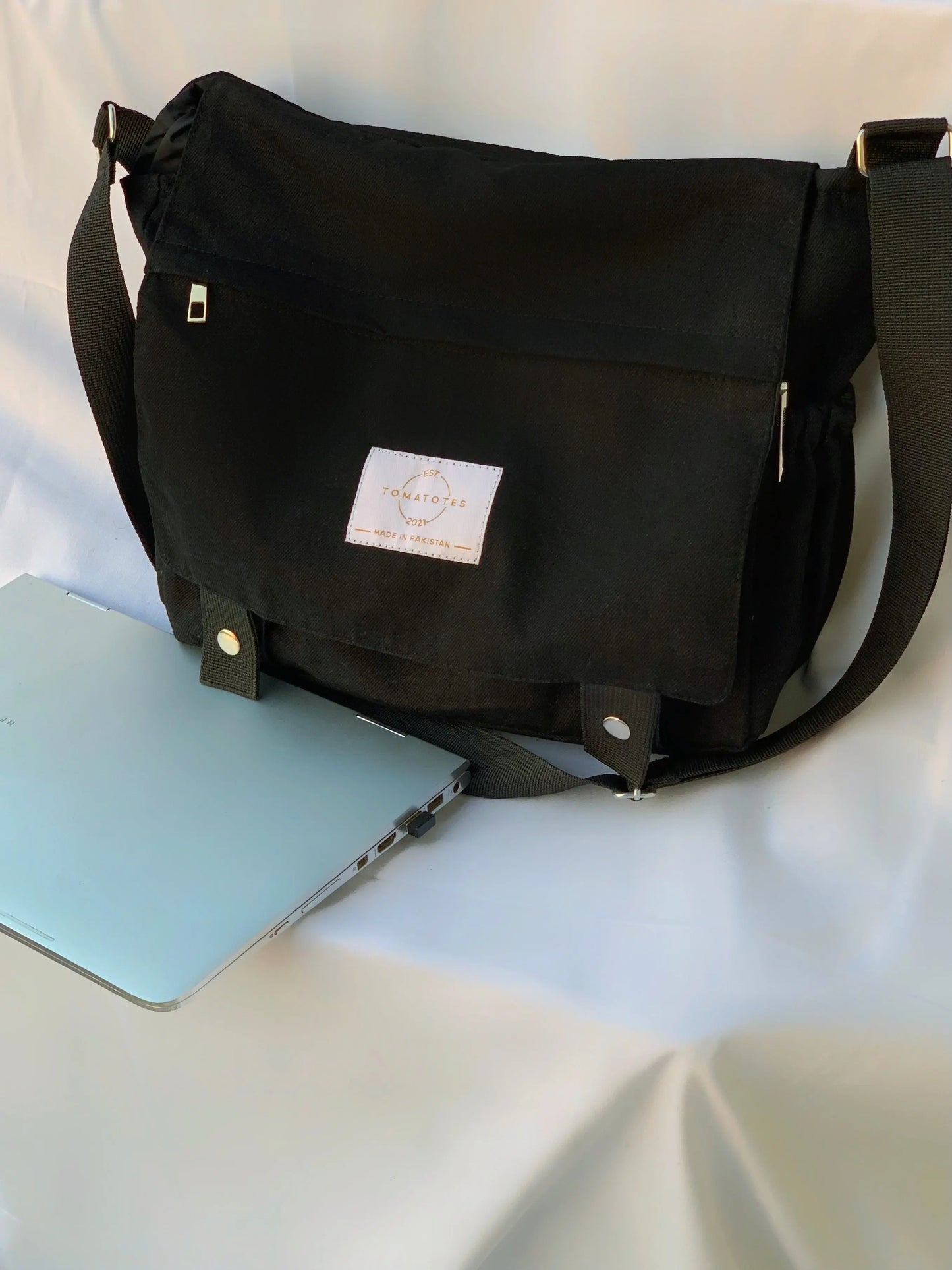 Black Crossbody Bag by Tomatotes, large in size and provides maximum utility, perfect for all work and university occasions