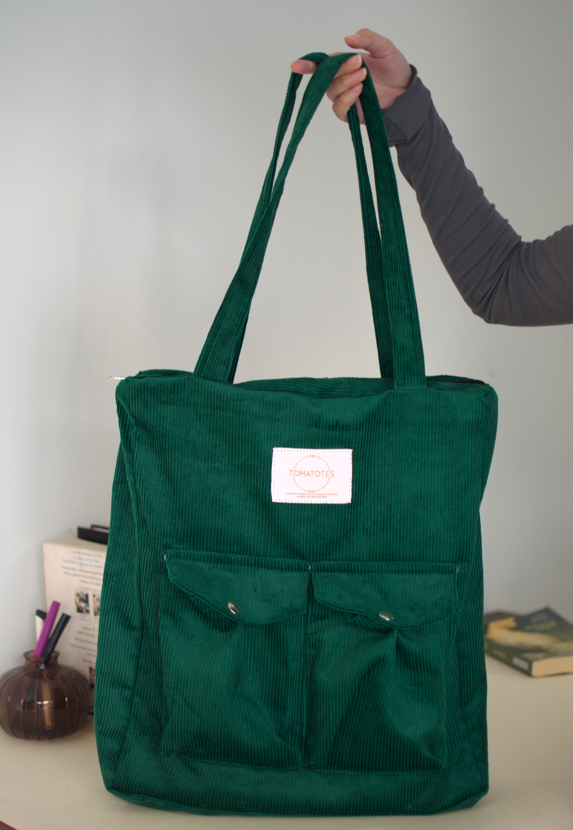 Emerald | Corduroy Tote tomatotes.co