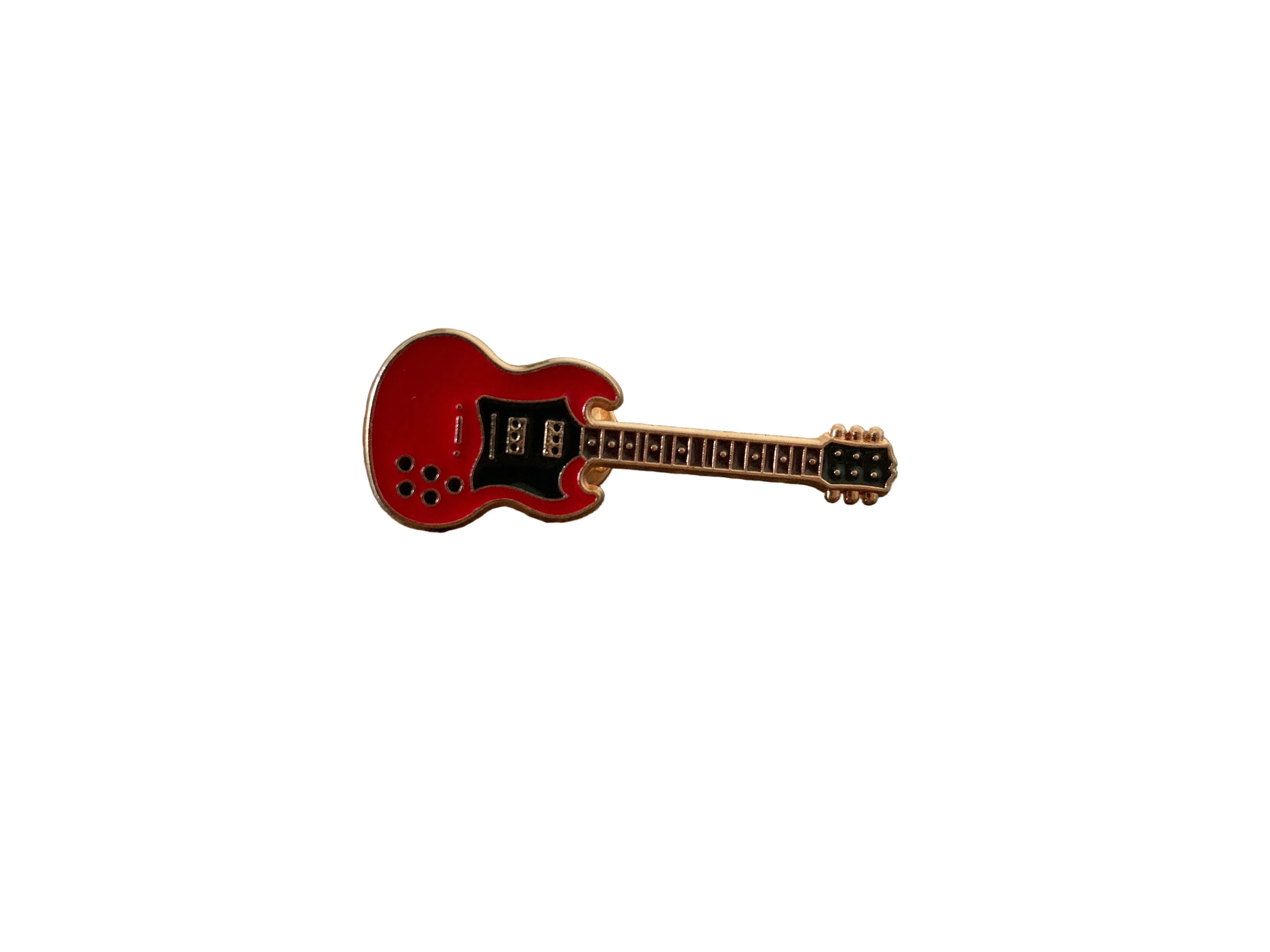 Red Electric Guitar Enamel Pin