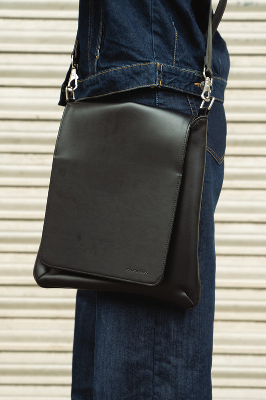 Black Leather Laptop Satchel