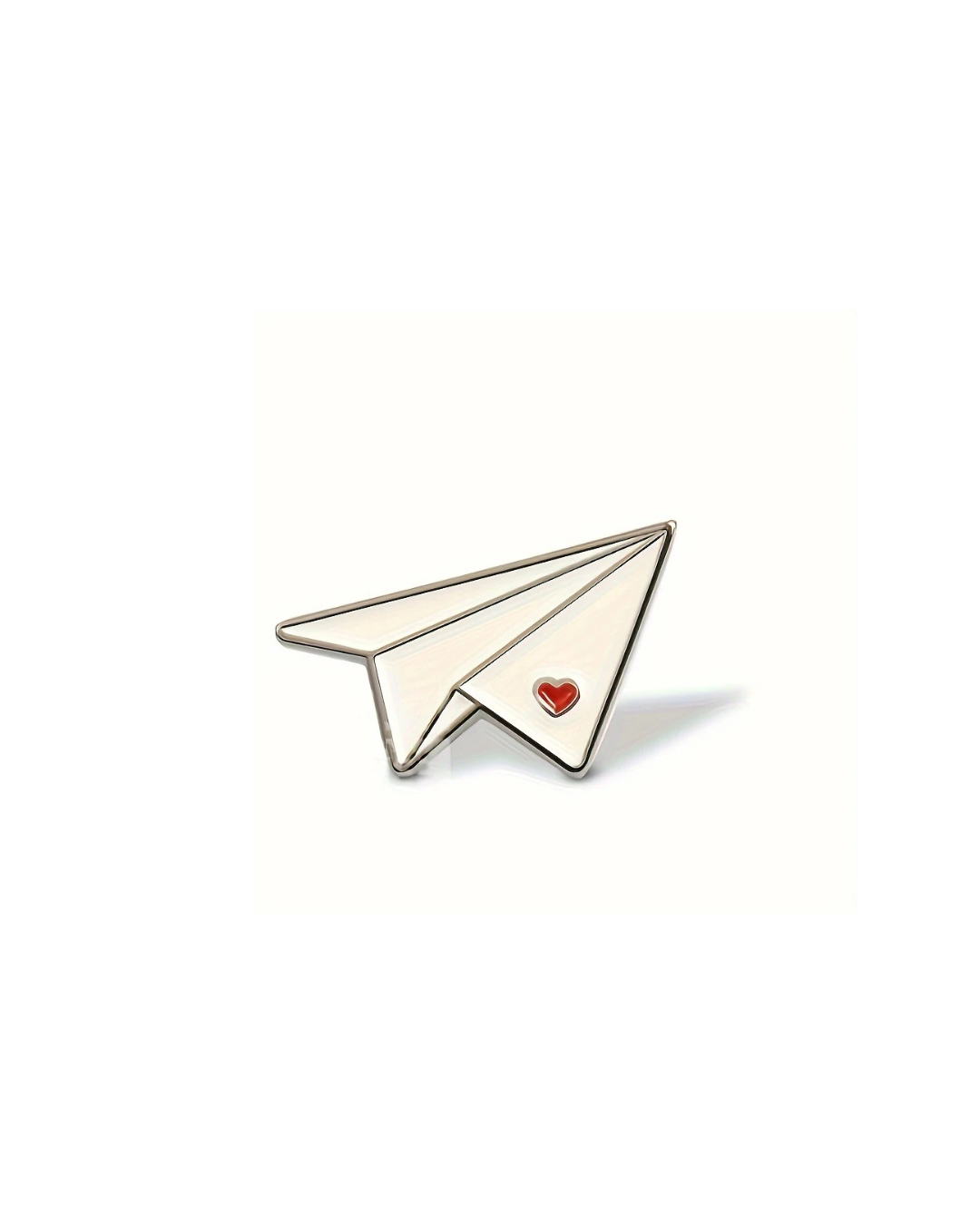 Paper Plane w Heart Enamel Pin