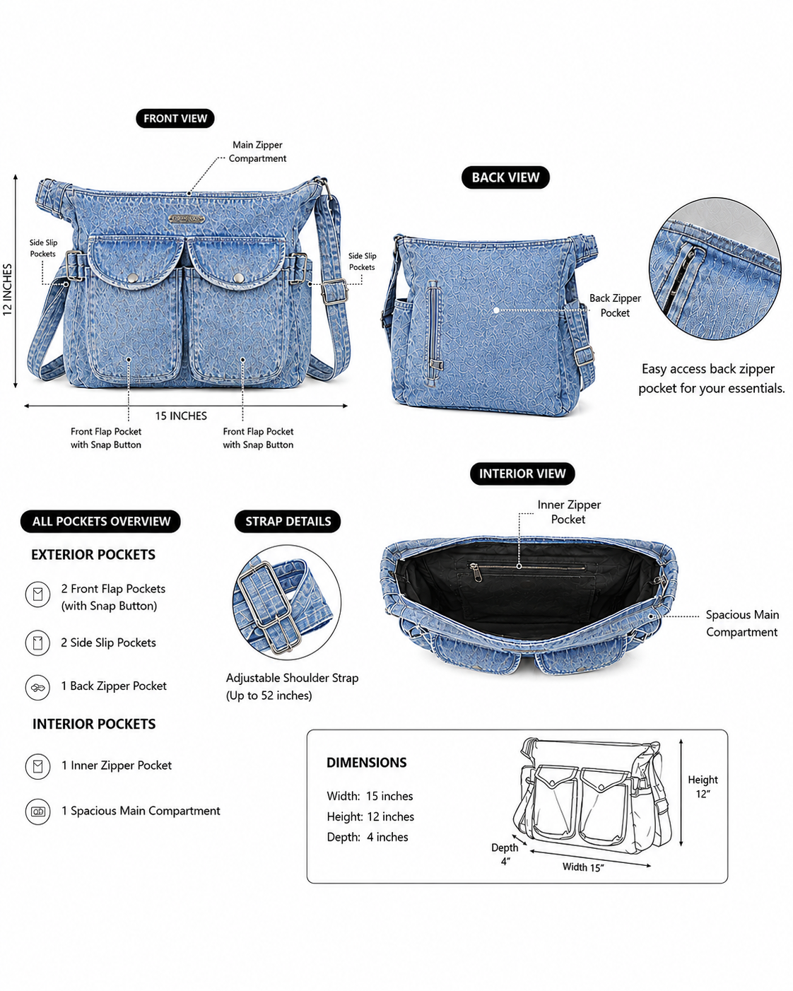Sky - Blue Stonewashed Crossbody